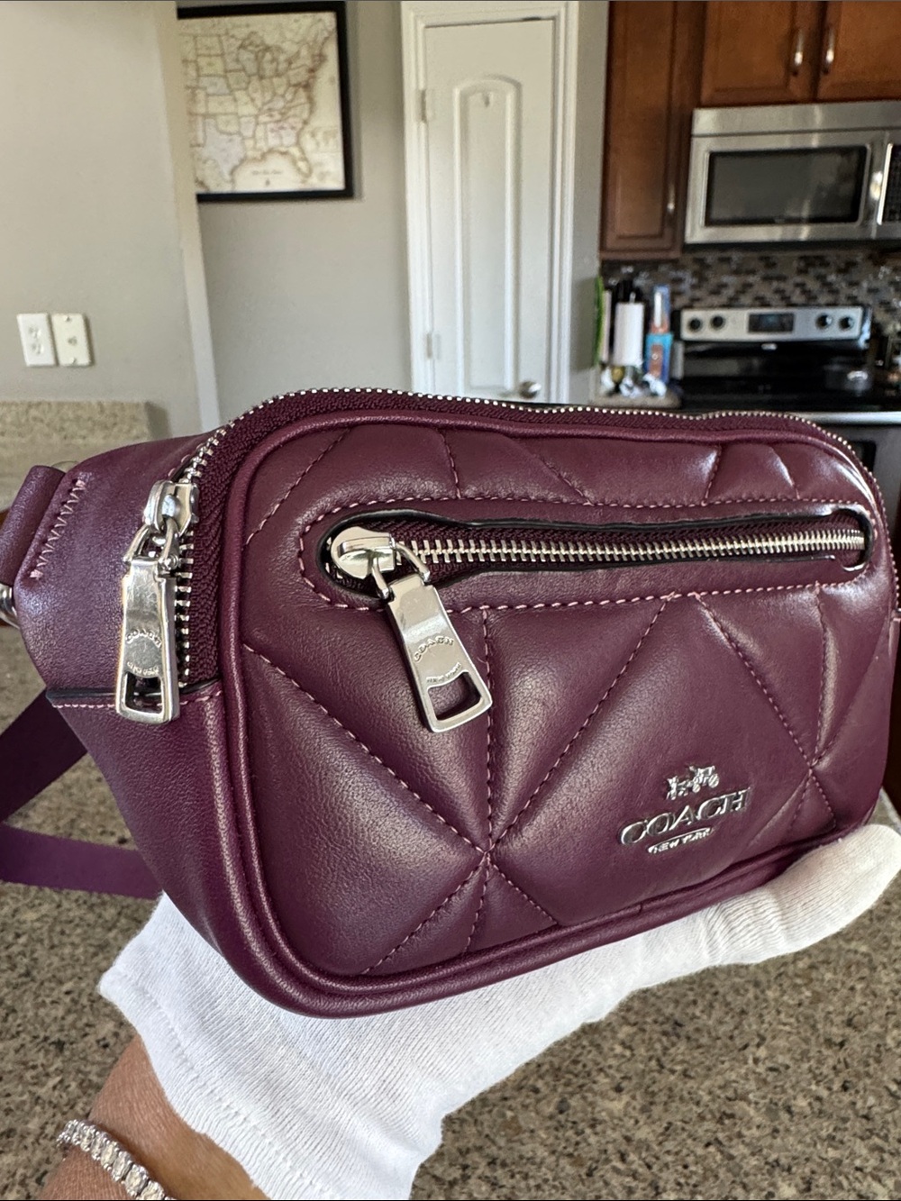😘💜Very cute!!🥰 Coach Quilted Leather Crossbody Bag - Plum
